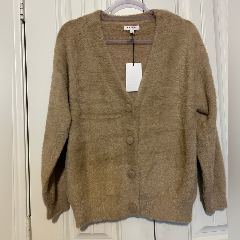 ANDREE BY UNIT Women's Cozy Brown Cardigan